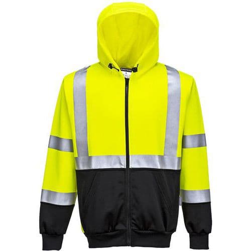 Hi-Vis Yellow/Black Zipped Contrast Hoodie/Work Jacket - Portwest UK