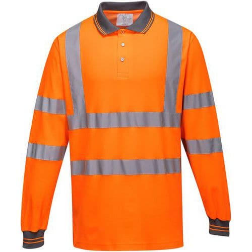 S271 High-Visibility Long Sleeve Cotton Polo Shirt - Portwest