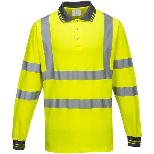 S271 High-Visibility Long Sleeve Cotton Polo Shirt - Portwest