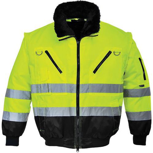 Yellow/Black Hi Vis Bomber Jacket - Small To XXXL -Fur Lined -Portwest