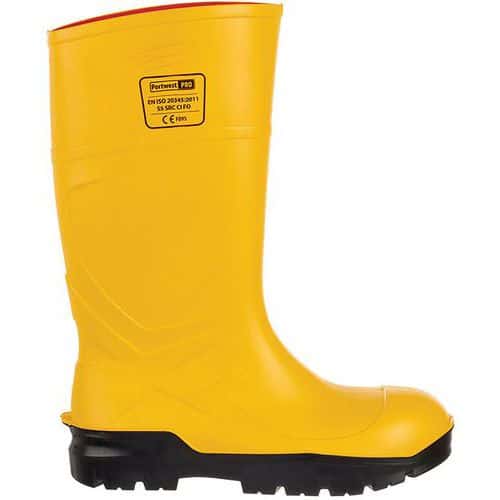 Yellow Waterproof S5 Safety Wellington Boots - Size 39-48 -Portwest UK