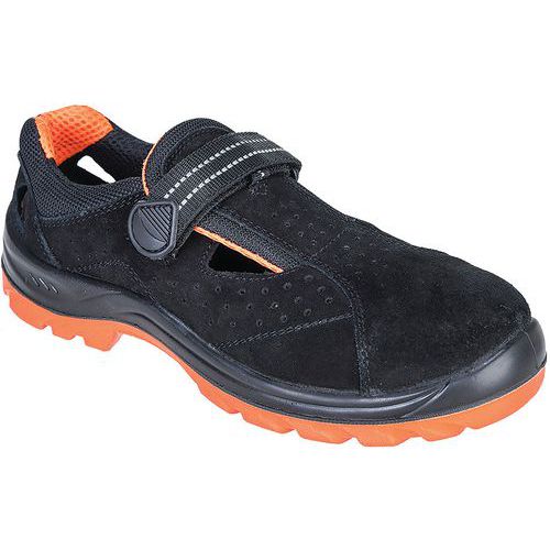 Black/Orange Unisex Safety Sandal - Steel Toecap - 35-48 - Portwest UK