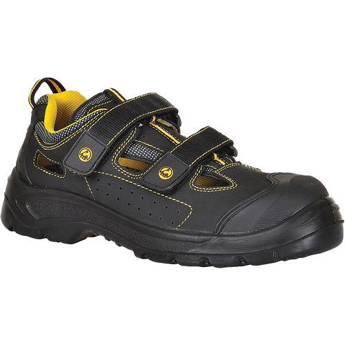 Black/Yellow ESD Unisex Cool Safety Sandal - Size 36-48 - Portwest UK