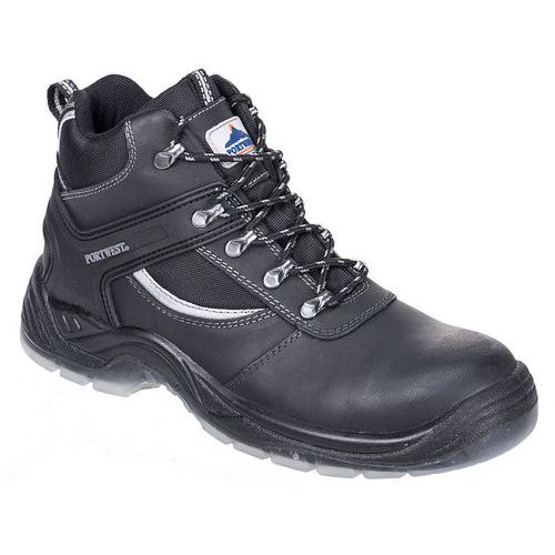 Black Leather Unisex S3 Mustang Safety Boots - Size 36-48 -Portwest UK