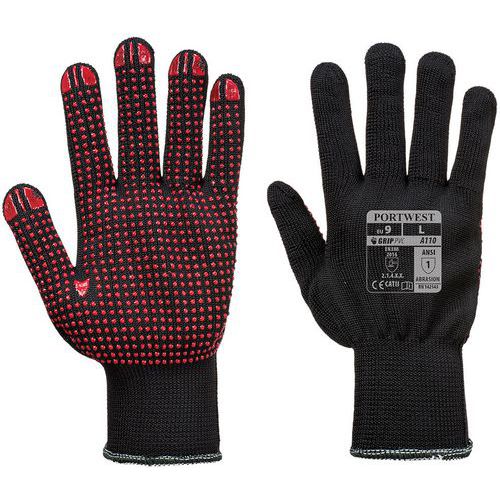 Black ANSI A1 PVC Dot Safety Gloves - 6-11 - Portwest UK