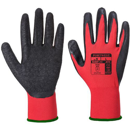 Red/Black Flexible Latex Safety Glove - Size 7-11 - Portwest UK