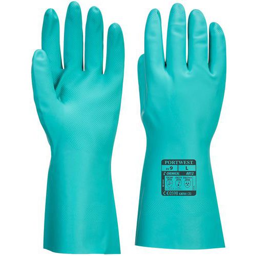 Chemical Protection Nitrile Glove/Gauntlets - Size 6-11 -Portwest