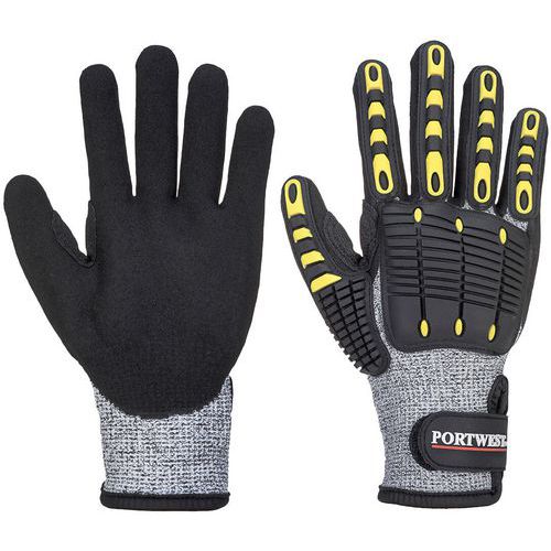 Grey/Black Impact & A4 C Cut-Resistant Gloves - Size 7-12 - Portwest