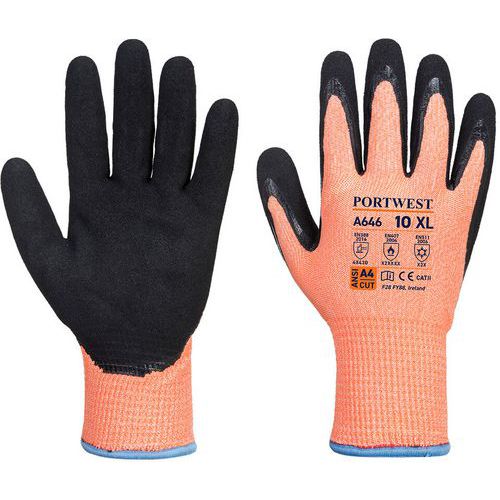 Hi Vis Level D Cold/Cut-Resistant Gloves - Size 7-12 - Portwest UK