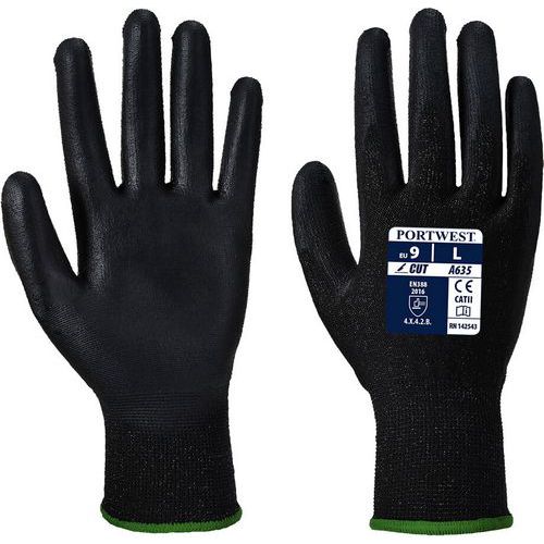 PU Safety Gloves - Black - A3 Cut-Resistance - Size 7-11 - Portwest