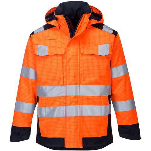 Hi-Vis Orange Flame/Static Resistant Waterproof Jacket - Portwest UK