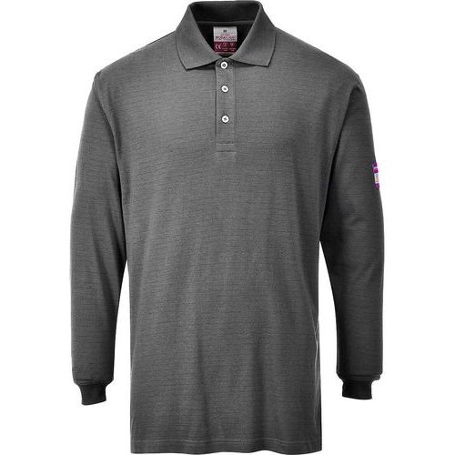 Grey Warm Flame/Static Resistant Long Sleeve Polo Shirt - Portwest UK