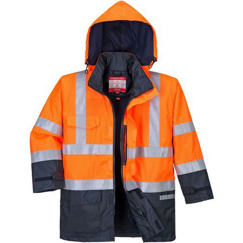 Hi-Vis Orange/Blue Fleece Lined Hooded Jacket - Small-3XL -Portwest UK