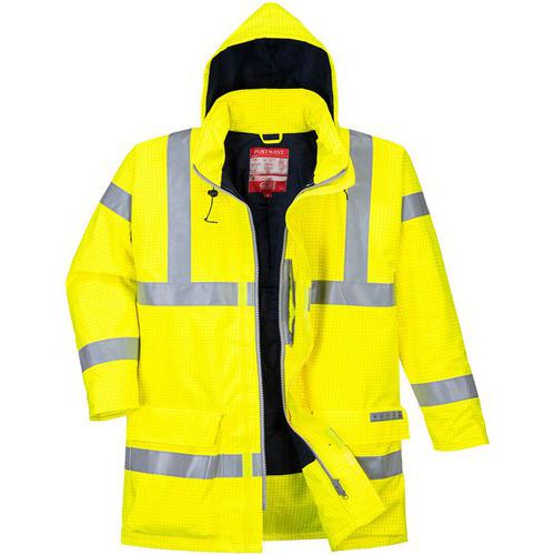 Yellow Hi-Vis Waterproof Static/Flame Resistant Jacket - Portwest UK