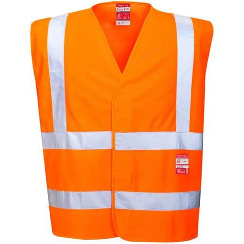 Orange Hi-Vis Fire Resistant Sleeveless Unisex Vests - Portwest UK