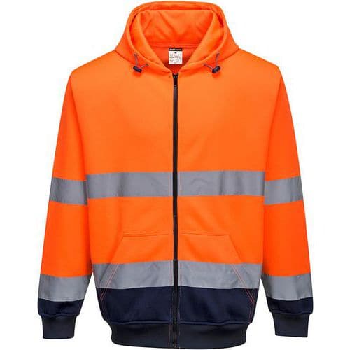 Orange/Blue Hi-Vis Zipped Hoodie Jackets - S-XXXL - Portwest UK