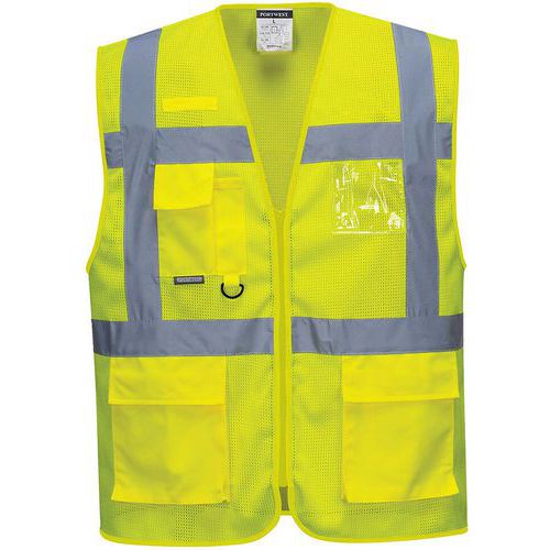 7 Pocket Yellow Hi Vis Vest - XS-XXXL - Portwest MeshAir Athene PPE