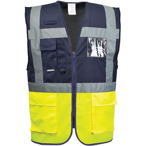 Yellow/Blue Hi Vis Vest - Small To XXXL - 7 Pockets - Portwest Warsaw