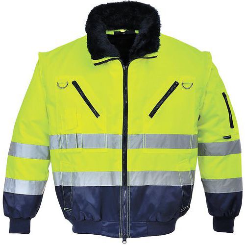 Yellow/Blue Hi Vis Bomber Jacket - Fur Lined - Small To 5XL -Portwest