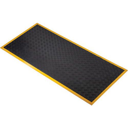 Anti Fatigue 0.9x1.8m Black Mat - Yellow Border- Anti-Slip -Coba Senso