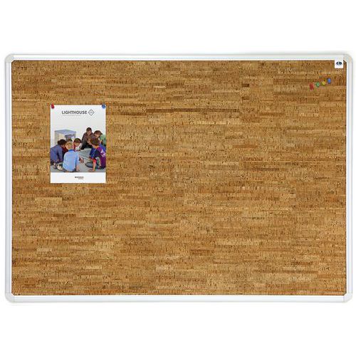 Decorative cork pinboards with an aluminium frame