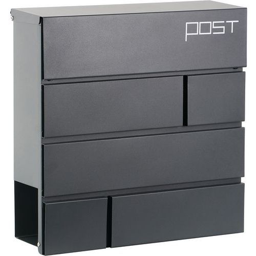 Phoenix Estilo Grey Top Loading Letter Box - Key Locks - 370x370x105mm