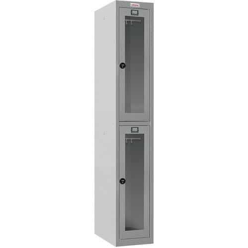 Phoenix Grey Lockers - Clear View Door - 1-4 Doors - Combination Lock