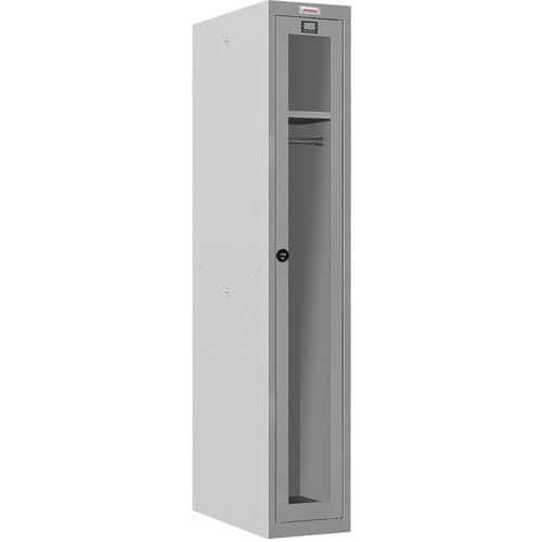 Phoenix Grey 500mm Deep Lockers - 1-4 Clear Doors - Combination Lock