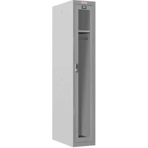 Phoenix Grey 500mm Deep Lockers - 1-4 Clear Doors - Electronic Lock