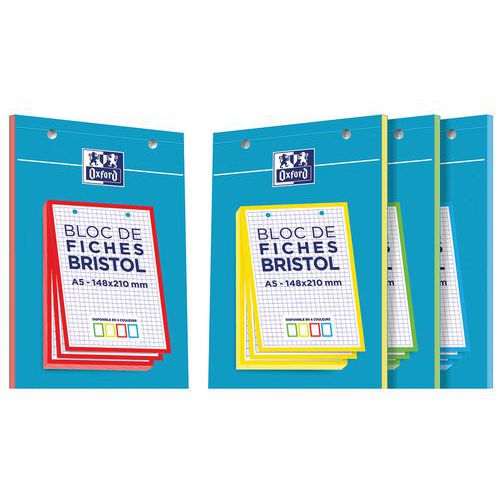 A5 pad of hole-punched flashcards, 5x5 squares, 210 g, assorted - Oxford