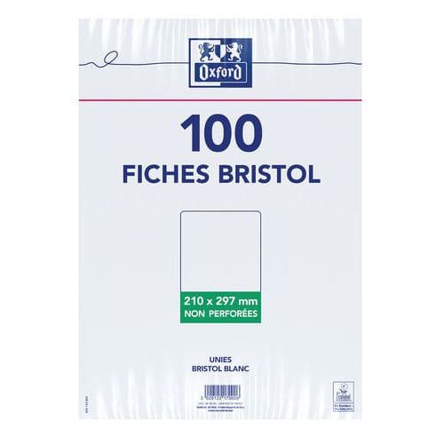 100 unpunched A4 cards, plain white - Oxford