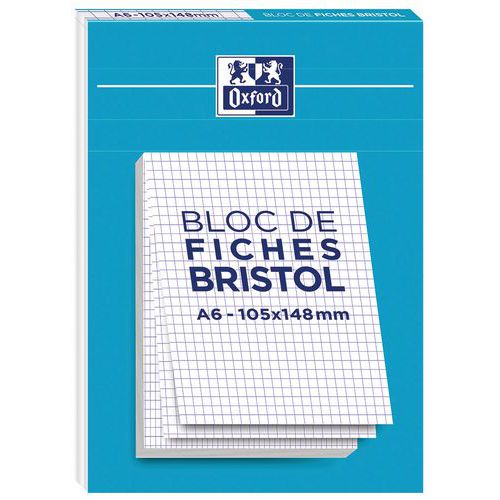 A5 pad of hole-punched flashcards, 5x5 squares, 210 g, white - Oxford