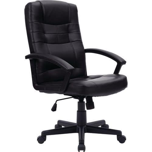 Cam Black Leather Office Chair for Ergonomic Seating and Comfort