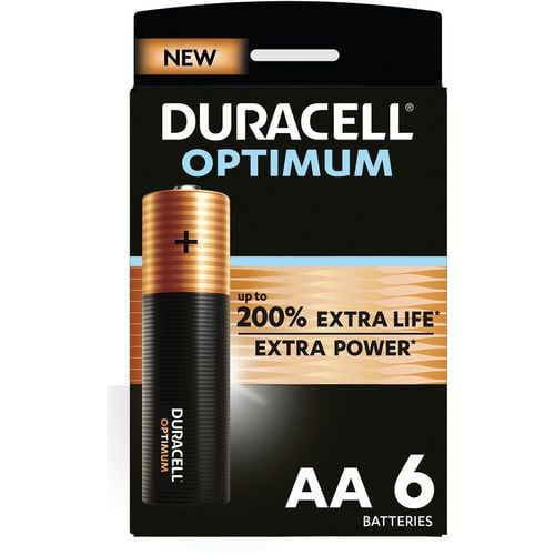 Optimum AA alkaline battery - Six units - Duracell