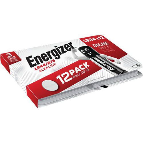 Blister pack of 12 coin batteries - A76 - Alkaline - Energizer