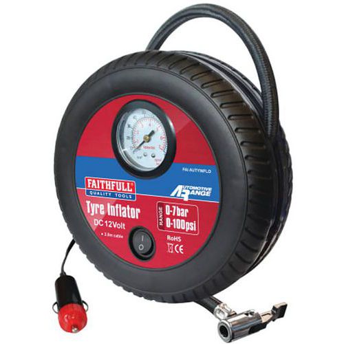 12V Low Volume Car Tyre Inflator/Pump With 60cm Long Hose -Faithfull