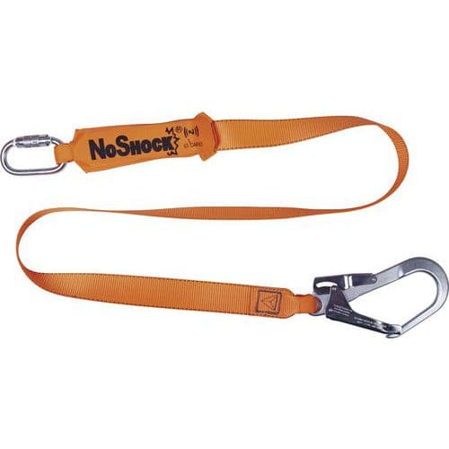 Fall-arrest lanyard with energy-absorbing webbing, 2 m + 1 dual-action connector + 1 am022 carabiner