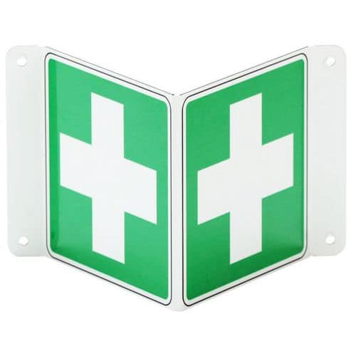 Aluminium V-shaped double-sided sign - First aid - Manutan Expert