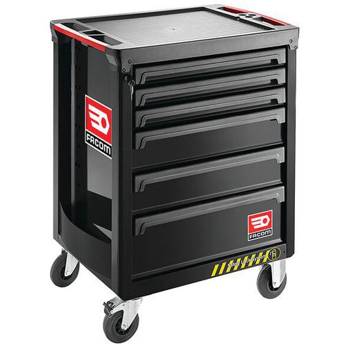 ROLL interlocking trolley, 6 drawers, black - Facom