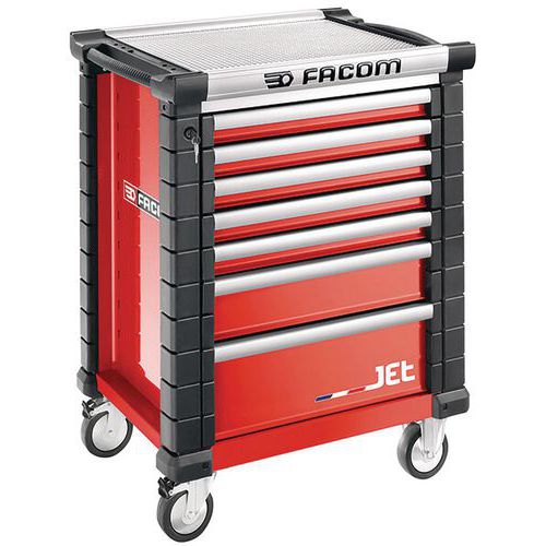 JETM3 toolbox trolley, 7 drawers, red - Facom