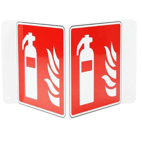 Aluminium V-shaped double-sided sign - Fire extinguisher - Manutan Expert