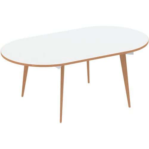 White Oval Boardroom Table - Wooden Edge - HxD 73x100 cm - Oslo