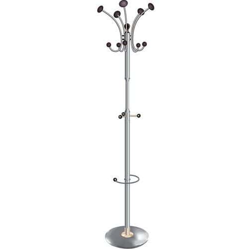 Office Hat Stand - 5 Pegs + 5 Accessory Hooks - Revolving Metal Frame
