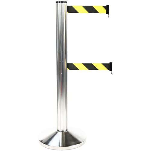 Belt Barrier/Crowd Control Posts - 2 Retractable Belts - Manutan Expert