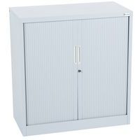 Manutan Expert Aris Low Tambour Cupboard - Light Grey - HxWxD 950x900x450mm