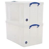 84L Really Useful Storage Boxes - Pack of 2 - Transparent Plastic