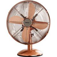 Metal Desk Fan - 12in - Chrome/Copper - Oscillating Head - Benross