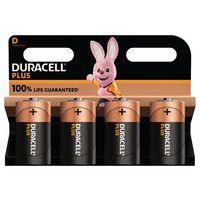 Plus 100% D alkaline battery - 2 or 4 units - Duracell