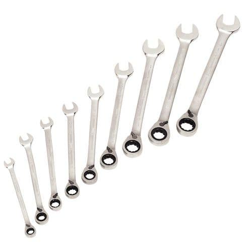 9-piece combination ratchet spanner set - Key