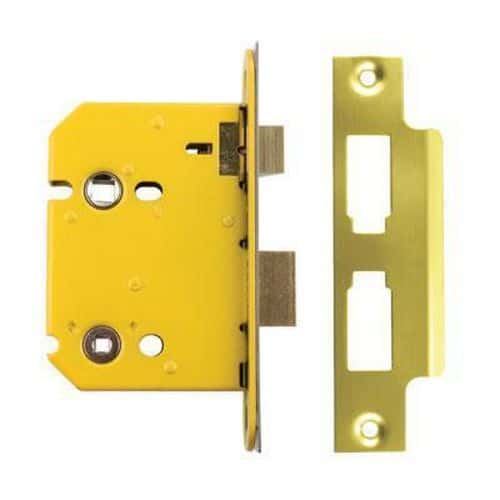 Altro Bathroom Lock - 63mm Case - 44mm Backset - PVD Brass | Manutan